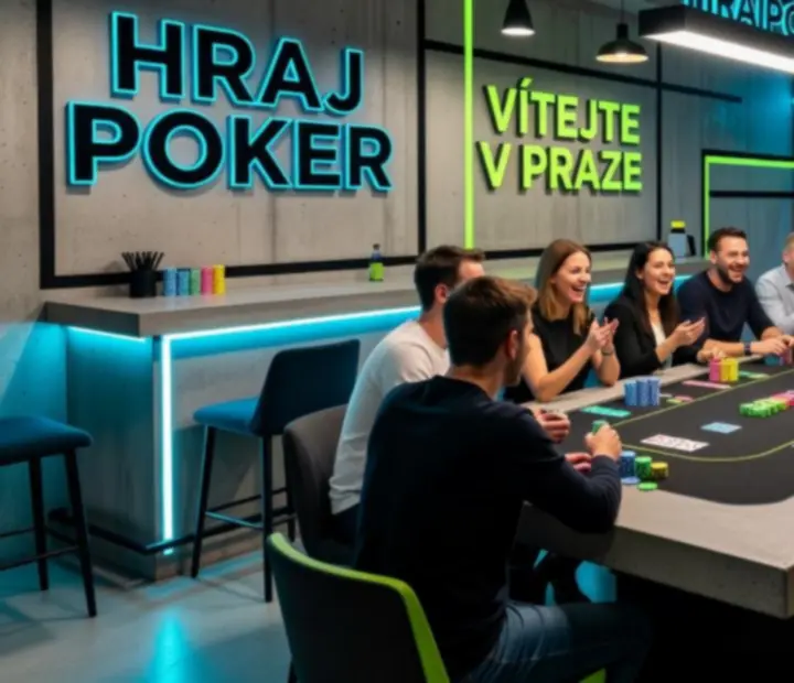 Hosté sedící u pokerového stolu v restauraci Plzenova během večerního programu