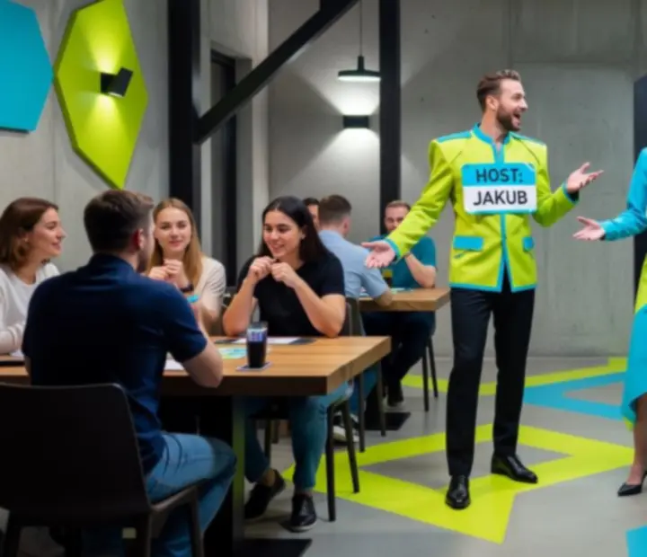 Hostitelé tematického večera v restauraci Plzenova u stolových aktivit